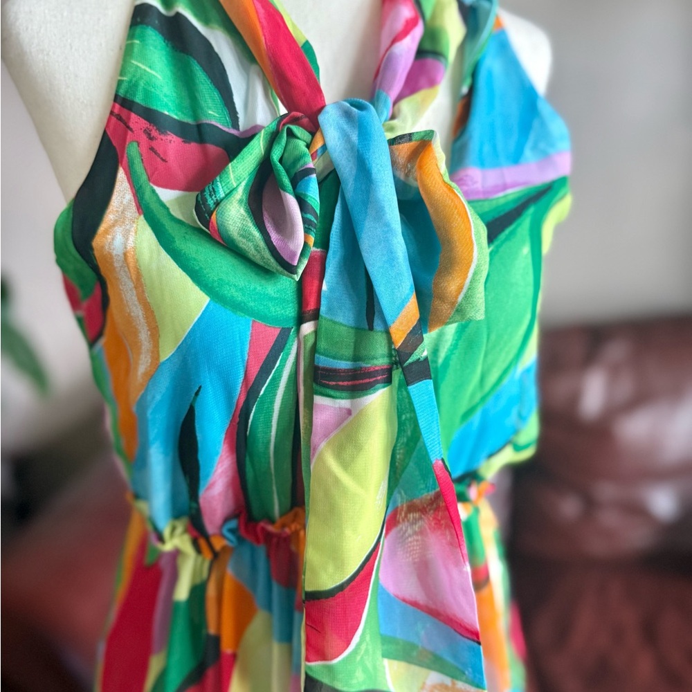 Women’s Size Small Multicolor Sleeveless Colorful Abstract Maxi Dress - Picture 5 of 6